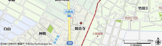 愛知県江南市力長町（観音寺）周辺の地図