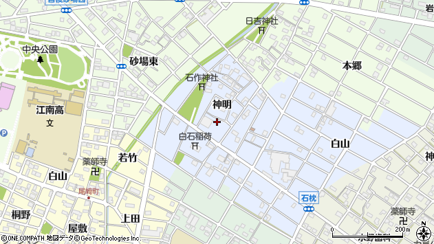 〒483-8106 愛知県江南市石枕町神明の地図