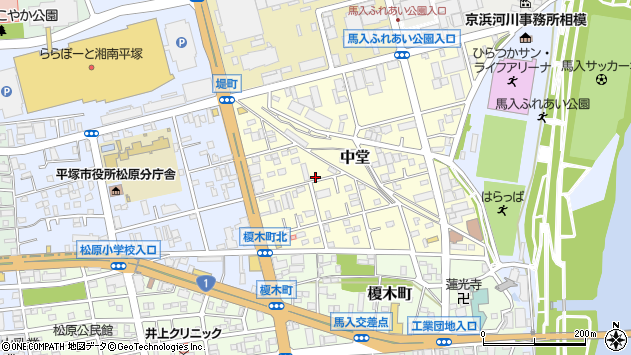 〒254-0026 神奈川県平塚市中堂の地図