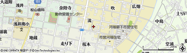 愛知県一宮市浅井町河端流44周辺の地図