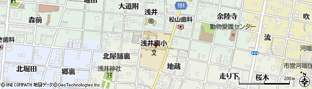 愛知県一宮市浅井町東浅井地蔵386周辺の地図
