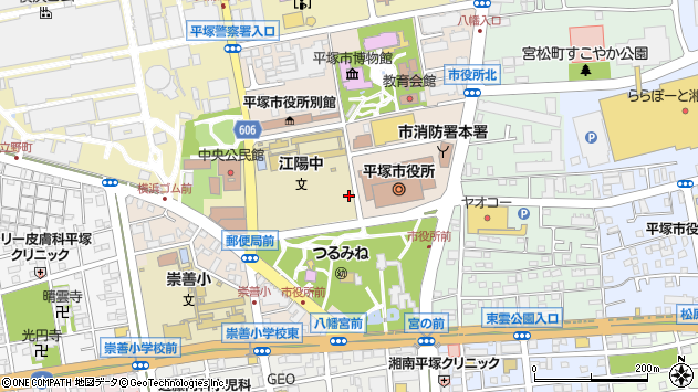 〒254-0041 神奈川県平塚市浅間町の地図