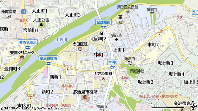 〒507-0842 岐阜県多治見市中町の地図