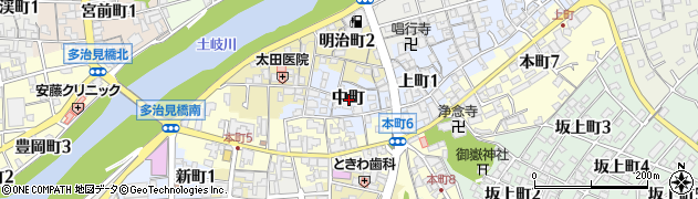 岐阜県多治見市中町周辺の地図