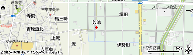 愛知県一宮市木曽川町外割田（芳池）周辺の地図