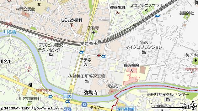 〒251-0016 神奈川県藤沢市弥勒寺の地図