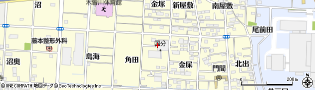 愛知県一宮市木曽川町門間（北角田）周辺の地図