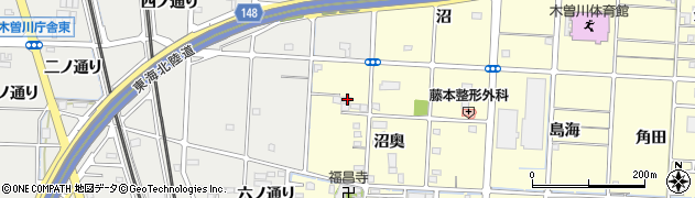 愛知県一宮市木曽川町門間沼奥14周辺の地図