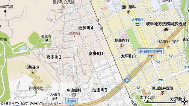 〒507-0055 岐阜県多治見市喜多町の地図