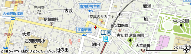 愛知県江南市古知野町（朝日）周辺の地図