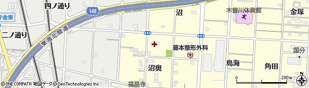 愛知県一宮市木曽川町門間沼奥77周辺の地図