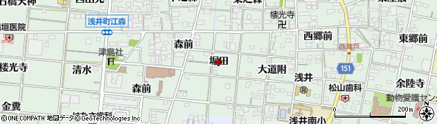 愛知県一宮市浅井町江森（堀田）周辺の地図