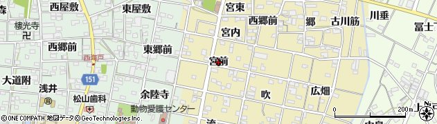 愛知県一宮市浅井町河端（宮前）周辺の地図