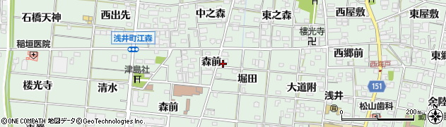 愛知県一宮市浅井町江森蛇塚周辺の地図