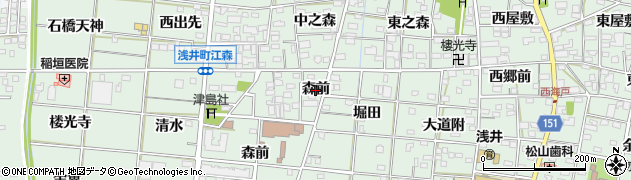 愛知県一宮市浅井町江森（森前）周辺の地図