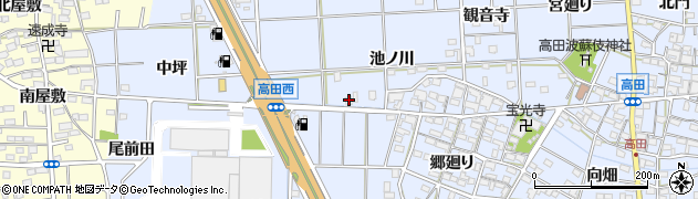 愛知県一宮市高田池ノ川10周辺の地図