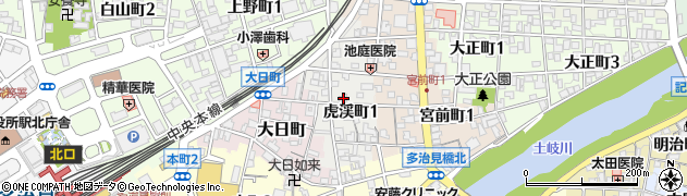 岐阜県多治見市虎渓町周辺の地図