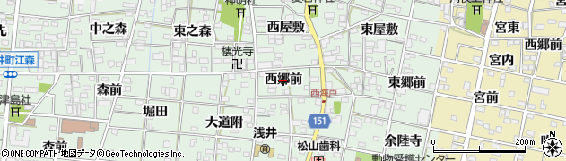 愛知県一宮市浅井町西海戸（西郷前）周辺の地図