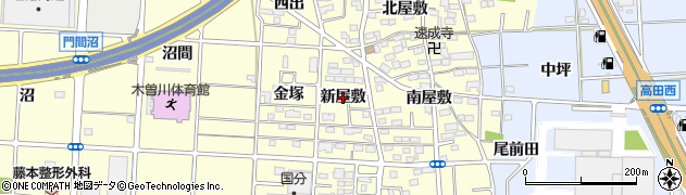 愛知県一宮市木曽川町門間（新屋敷）周辺の地図