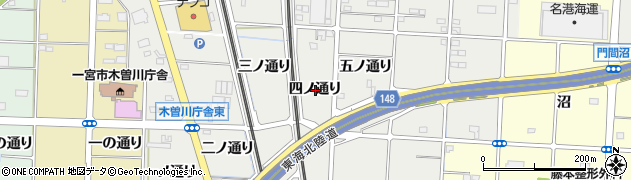 愛知県一宮市木曽川町黒田四ノ通り周辺の地図