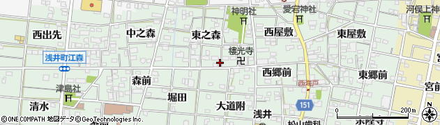 愛知県一宮市浅井町江森東之森14周辺の地図