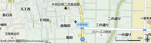 愛知県一宮市木曽川町外割田（上堀田）周辺の地図