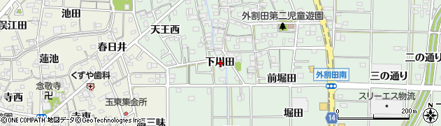 愛知県一宮市木曽川町外割田下川田周辺の地図