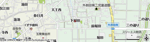 愛知県一宮市木曽川町外割田（下川田）周辺の地図