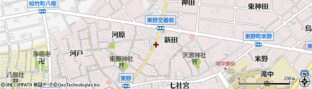 愛知県江南市東野町新田周辺の地図