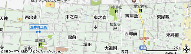 愛知県一宮市浅井町江森東之森8周辺の地図