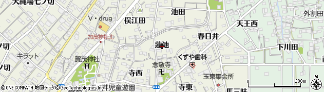 愛知県一宮市木曽川町玉ノ井蓮池周辺の地図