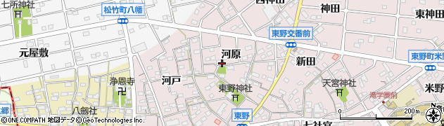 愛知県江南市東野町河原周辺の地図