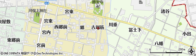愛知県一宮市浅井町河端古川筋周辺の地図