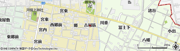 愛知県一宮市浅井町河端（古川筋）周辺の地図