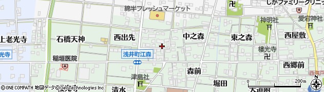 愛知県一宮市浅井町江森（西之森）周辺の地図