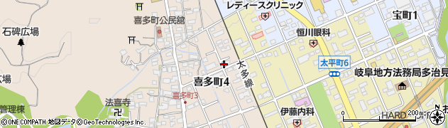 岐阜県多治見市喜多町4丁目周辺の地図