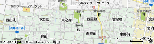 愛知県一宮市浅井町江森東之森19周辺の地図