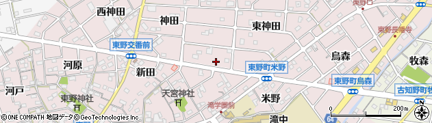 愛知県江南市東野町周辺の地図