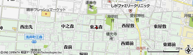 愛知県一宮市浅井町江森東之森周辺の地図