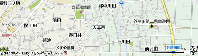 愛知県一宮市木曽川町外割田天王西周辺の地図