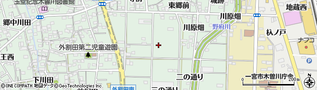 愛知県一宮市木曽川町外割田周辺の地図