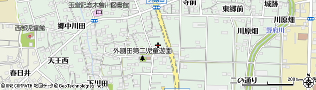 愛知県一宮市木曽川町外割田（高照寺東）周辺の地図