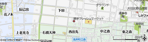 愛知県一宮市浅井町大日比野下田87周辺の地図