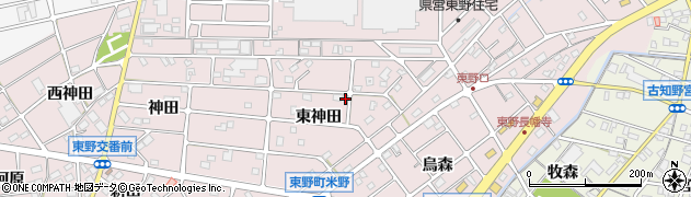 愛知県江南市東野町東神田周辺の地図
