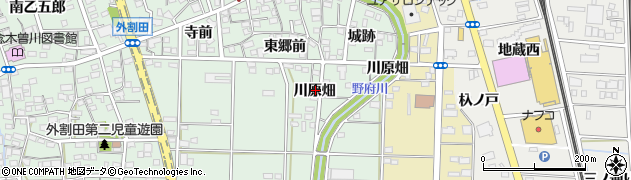 愛知県一宮市木曽川町外割田（川原畑）周辺の地図