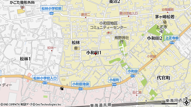 〒253-0012 神奈川県茅ヶ崎市小和田の地図
