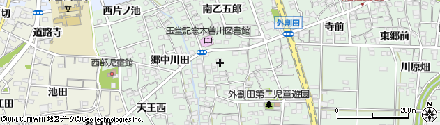 愛知県一宮市木曽川町外割田西郷中周辺の地図