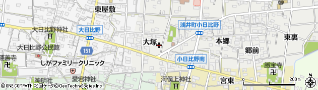 愛知県一宮市浅井町小日比野大塚31周辺の地図