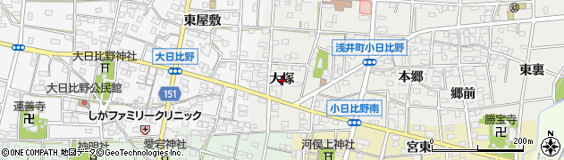 愛知県一宮市浅井町小日比野大塚周辺の地図