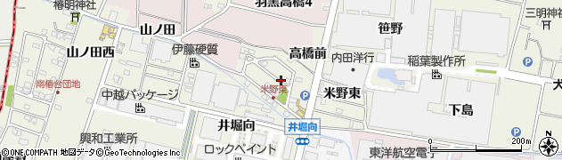 愛知県犬山市羽黒新田（米野前）周辺の地図